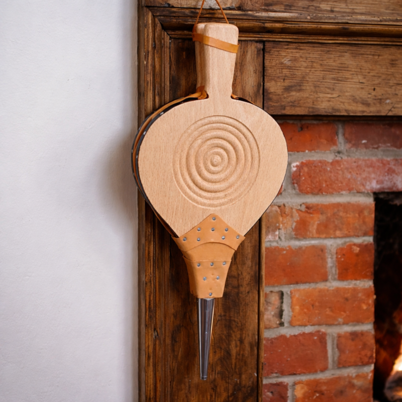 Soufflet bois naturel et cuir