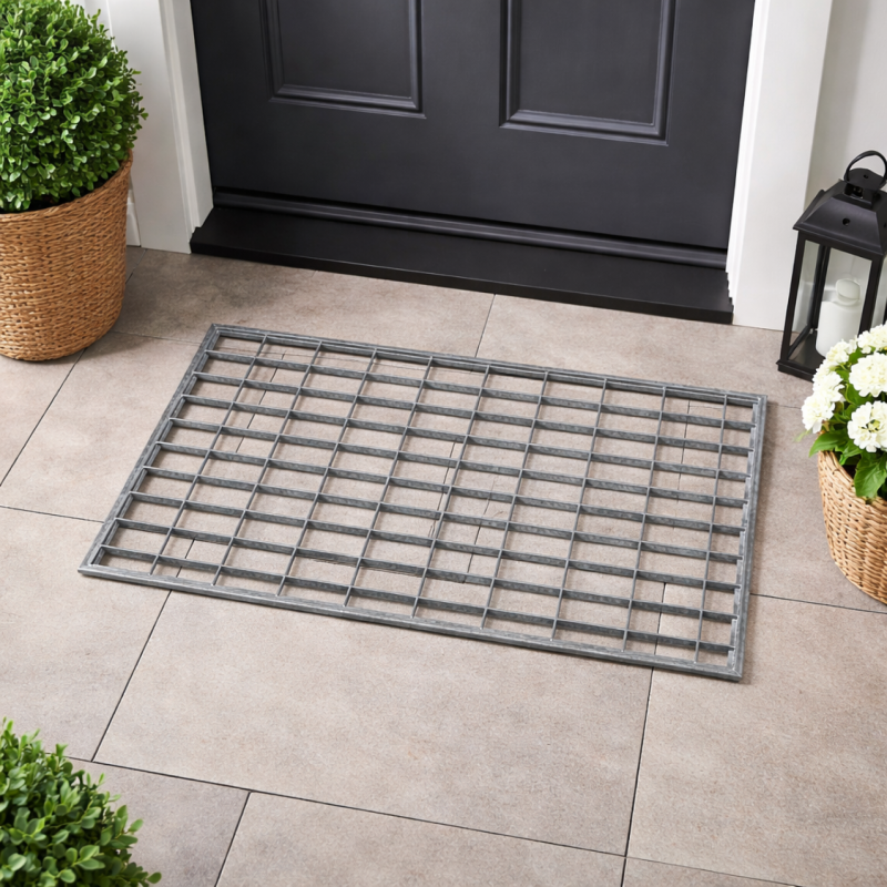 Grille gratte pieds en acier galvanisé