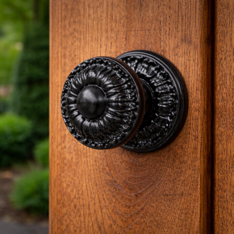 bouton de porte fonte noir